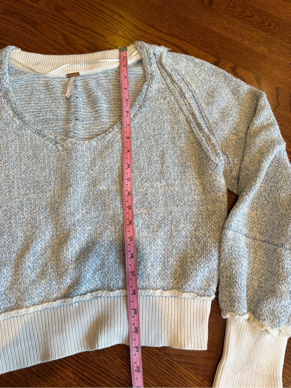 Free People Women's Riptide Neck Pullover Sweater Sky Blue Long Sleeve Size M